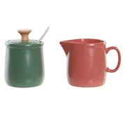 Milchkännchen und Zuckerdose DKD Home Decor Steingut (11 x 7,5 x 8 cm)