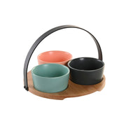 Satz für Appetithäppchen DKD Home Decor Porzellan Bunt Bambus (20 x 20 x 14 cm) (4 Stücke)