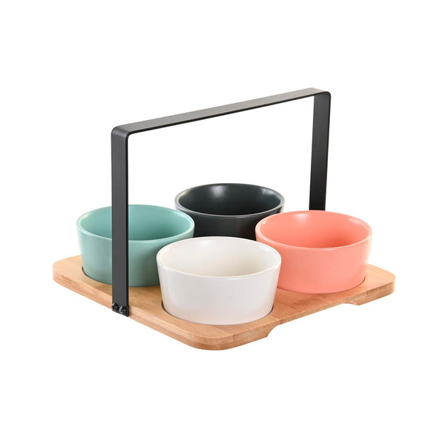Satz für Appetithäppchen DKD Home Decor Porzellan Bunt Bambus (20 x 20 x 14 cm) (5 Stücke)