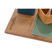Satz für Appetithäppchen DKD Home Decor Porzellan Bunt Bambus 6 Stücke (31 x 21 x 6 cm)