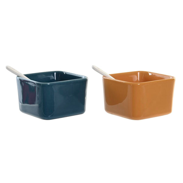Satz für Appetithäppchen DKD Home Decor Porzellan Bunt Bambus 6 Stücke (31 x 21 x 6 cm)