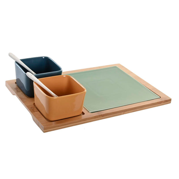 Satz für Appetithäppchen DKD Home Decor Porzellan Bunt Bambus 6 Stücke (31 x 21 x 6 cm)