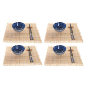 Sushi-Set DKD Home Decor Schwarz Blau Bambus Steingut Orientalisch (16 Stücke)