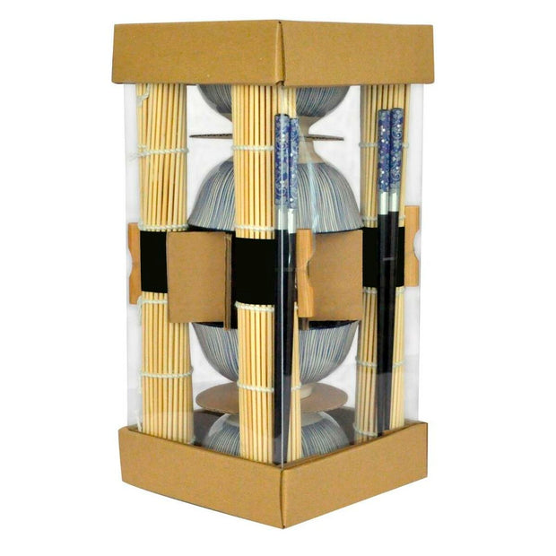Sushi-Set DKD Home Decor Schwarz Blau Bambus Steingut Orientalisch (16 Stücke)