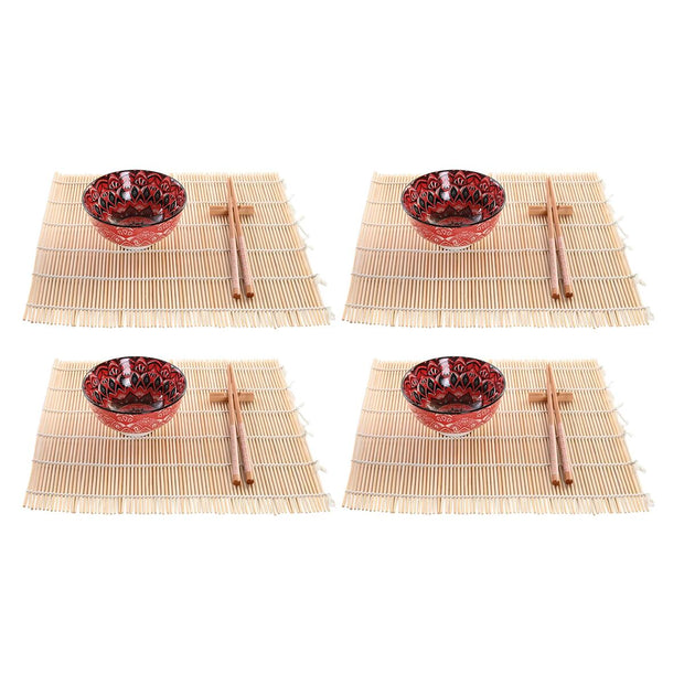 Sushi-Set DKD Home Decor Pink Bambus Mandala Steingut Orientalisch (16 Stücke)