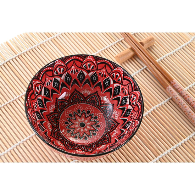 Sushi-Set DKD Home Decor Pink Bambus Mandala Steingut Orientalisch (16 Stücke)