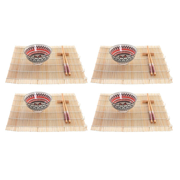Sushi-Set DKD Home Decor Bunt Bambus Mandala Steingut Orientalisch (16 Stücke)