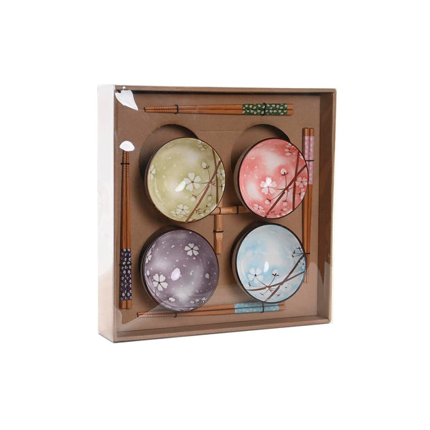 Sushi-Set DKD Home Decor Baum Bunt Bambus Steingut Orientalisch (12 Stücke)