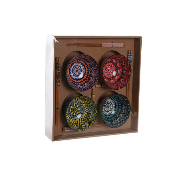 Sushi-Set DKD Home Decor Bunt Bambus Mandala Steingut Orientalisch (12 Stücke)