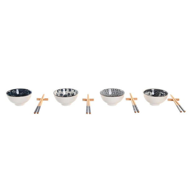 Sushi-Set DKD Home Decor Blau Bambus Steingut Orientalisch (12 Stücke)