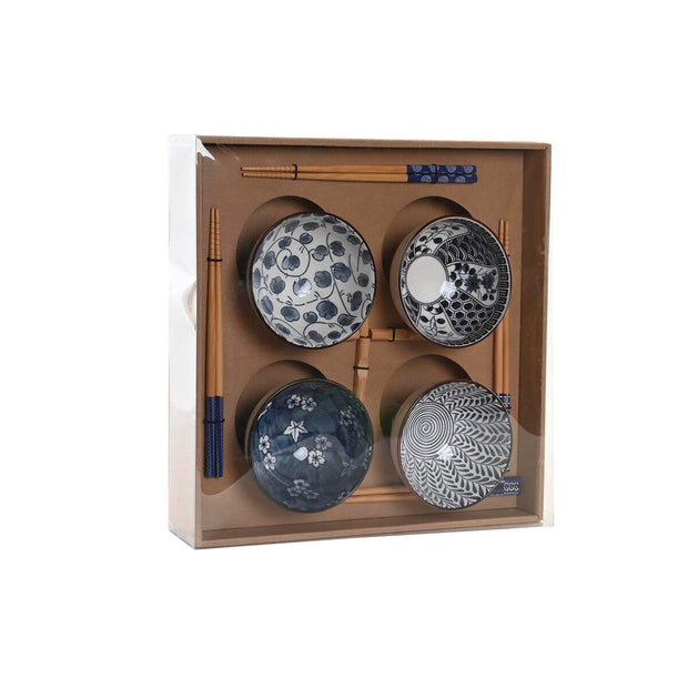 Sushi-Set DKD Home Decor Blau Bambus Steingut Orientalisch (12 Stücke)