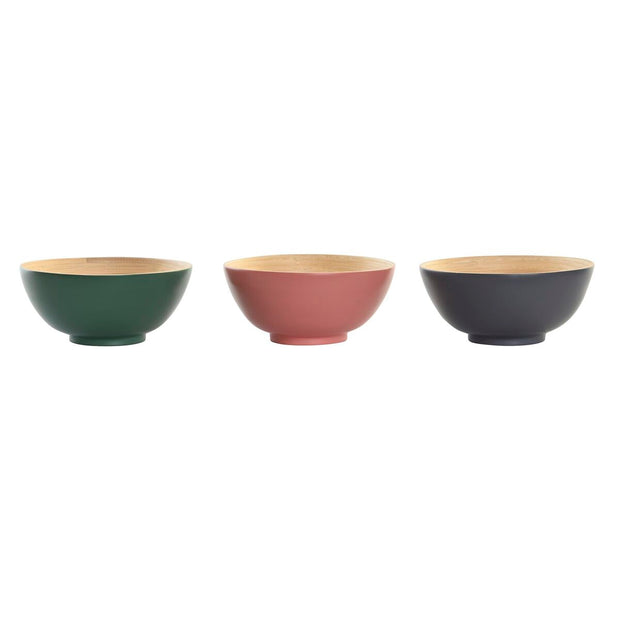Schale DKD Home Decor 3 Stück Bambus (18 x 18 x 8 cm)