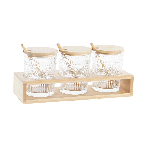 Zuckerdose DKD Home Decor Kristall Bambus Borosilikatglas (28 x 10 x 13,5 cm) (300 ml)