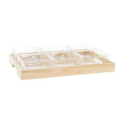 Tablett für Snacks DKD Home Decor Kristall natürlich Bambus (32 x 21 x 6 cm) (280 ml)