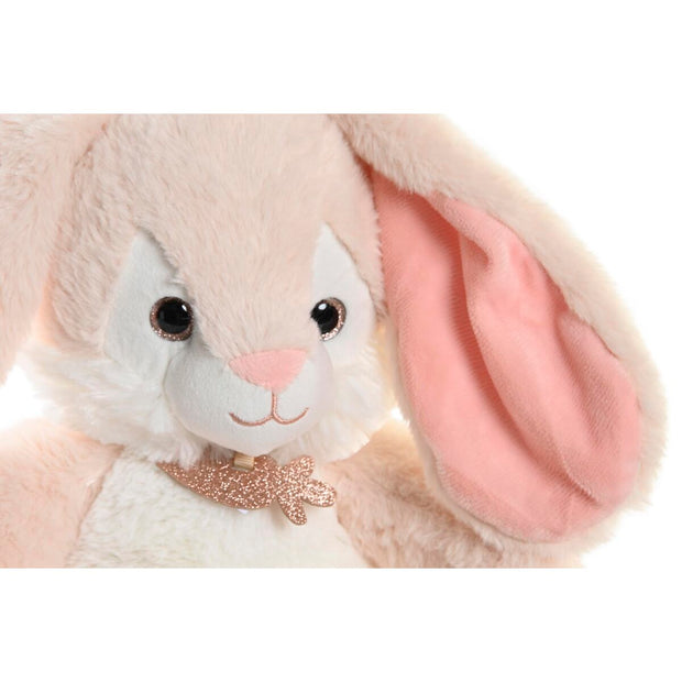 Fluffy toy DKD Home Decor Beige Rabbit Children's Light grey (26 x 23 x 28 cm) (2 Units)