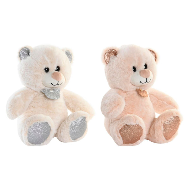 Fluffy toy DKD Home Decor Beige White Children's Bear (20 x 18 x 24 cm) (2 Units)