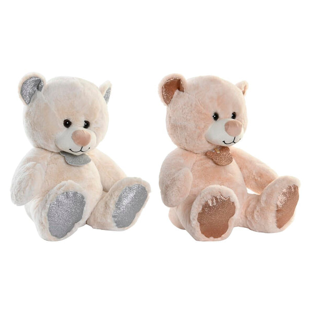 Fluffy toy DKD Home Decor Beige White Children's Bear (25 x 26 x 30 cm) (2 Units)