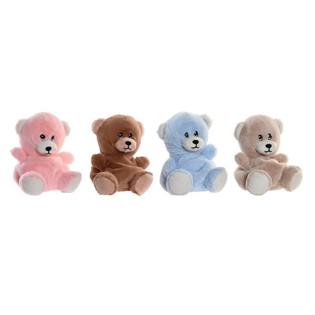 Fluffy toy DKD Home Decor Sky blue Children's Light Pink Light brown Dark brown Bear (12 x 10 x 16 cm) (4 Units)