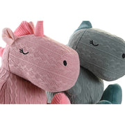 Fluffy toy DKD Home Decor Dinosaur Grey Pink Mint (15 x 25 x 25 cm) (2 Units)