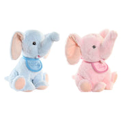 Fluffy toy DKD Home Decor Elephant Sky blue Light Pink (20 x 18 x 25 cm) (2 Units)