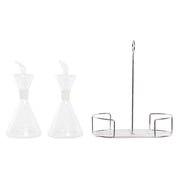 Öl- und Essig-Set DKD Home Decor Metall Durchsichtig 2 Stücke Borosilikatglas (200 ml) (19,5 x 10 x 23,5 cm)