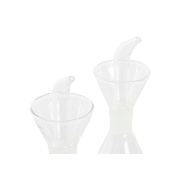 Öl- und Essig-Set DKD Home Decor Metall Durchsichtig 2 Stücke Borosilikatglas (200 ml) (19,5 x 10 x 23,5 cm)