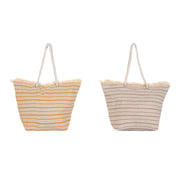 Beach Bag DKD Home Decor Canvas Beige Yellow Light brown (46 x 22,5 x 38 cm) (2 Units)