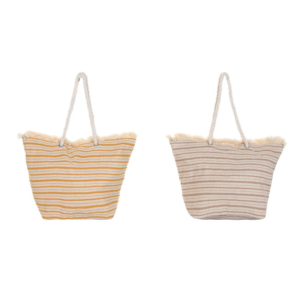 Beach Bag DKD Home Decor Canvas Beige Yellow Light brown (46 x 22,5 x 38 cm) (2 Units)