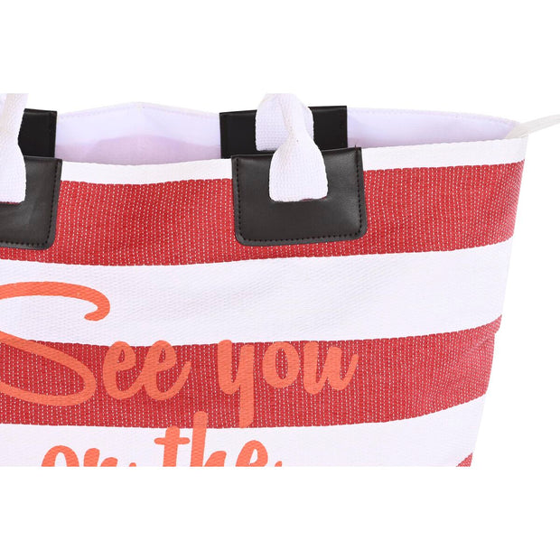 Beach Bag DKD Home Decor Red Orange White (58 x 16 x 35 cm) (2 Units)