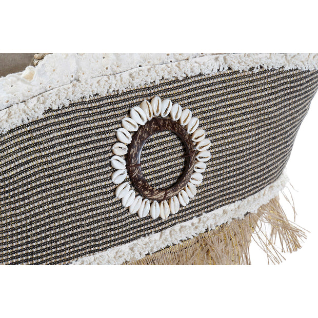 Carrycot DKD Home Decor Natural Black White Seagrass (52 x 18 x 50 cm)
