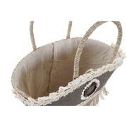Carrycot DKD Home Decor Natural Black White Seagrass (52 x 18 x 50 cm)