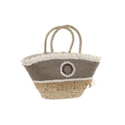 Carrycot DKD Home Decor Natural Black White Seagrass (52 x 18 x 50 cm)