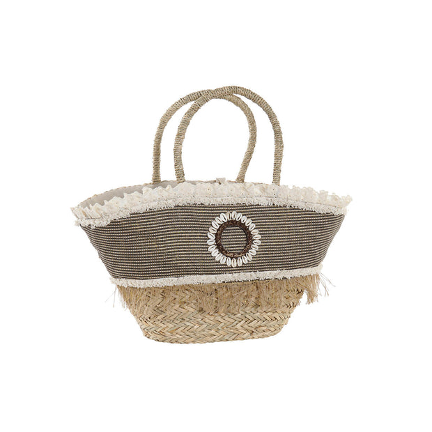 Carrycot DKD Home Decor Natural Black White Seagrass (52 x 18 x 50 cm)