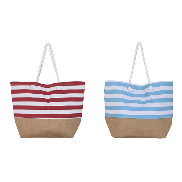 Beach Bag DKD Home Decor Natural Red Grey Blue White Sky blue (56 x 19 x 71 cm) (2 Units)