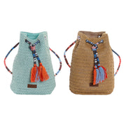 Beach Bag DKD Home Decor Blue Orange Green Light brown (25 x 15 x 36 cm) (2 Units)