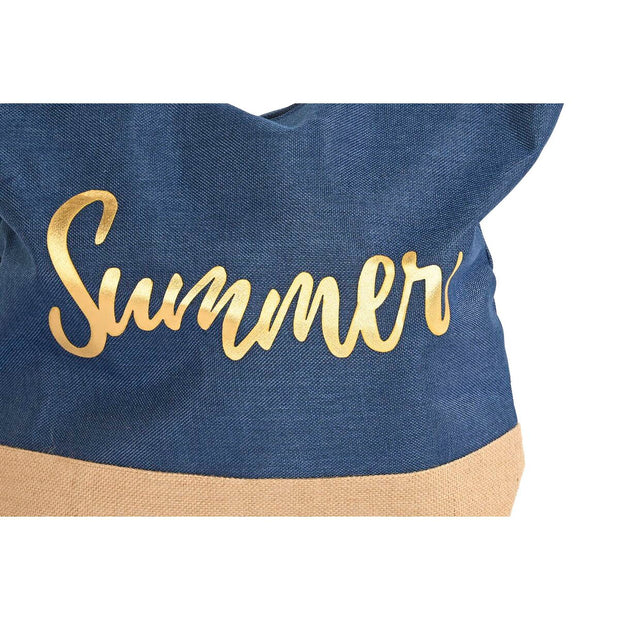 Beach Bag DKD Home Decor Natural Golden Light Pink Navy Blue Eva Rubber (52 x 14 x 42 cm) (2 Units)