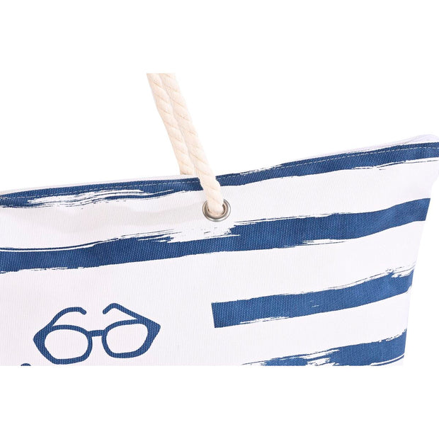 Beach Bag DKD Home Decor White Navy Blue (63 x 14 x 42 cm) (2 Units)