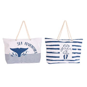 Beach Bag DKD Home Decor White Navy Blue (63 x 14 x 42 cm) (2 Units)