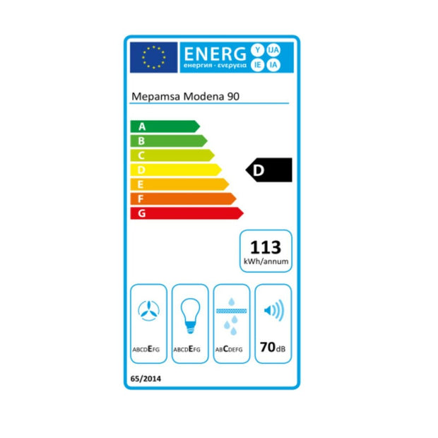 Konventioneller Rauchfang Mepamsa MODENA 90 cm 400 m3/h 71 dB 280W Edelstahl