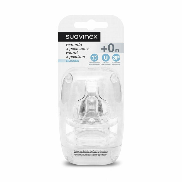 Teat Suavinex Silicone + 0 Months 3 Positions 2 Units (2 Units)