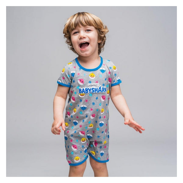 Baby's Short-sleeved Romper Suit Baby Shark Grey