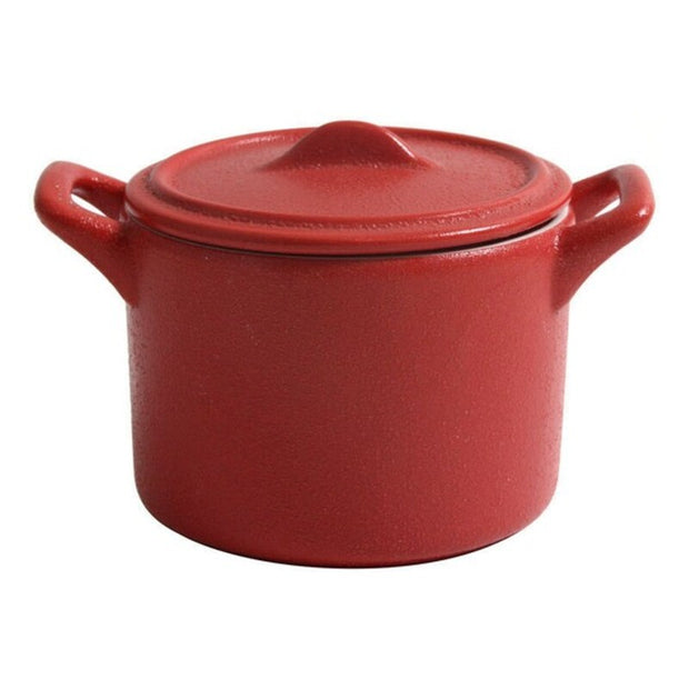 Kochtopf mit Deckel Stoneware Porzellan Rot (13 x 9 x 7 cm)