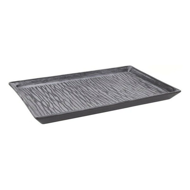 Schale Stoneware Lotus rechteckig Porzellan Schwarz (33 x 21 x 2 cm)