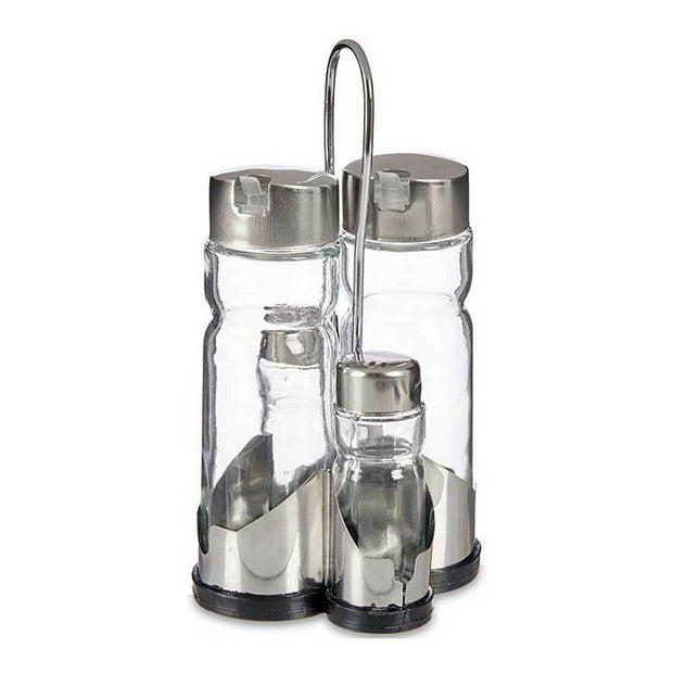 Gewürzset Metall Kristall Durchsichtig (10,5 x 20,5 x 11,2 cm) (4 pcs)