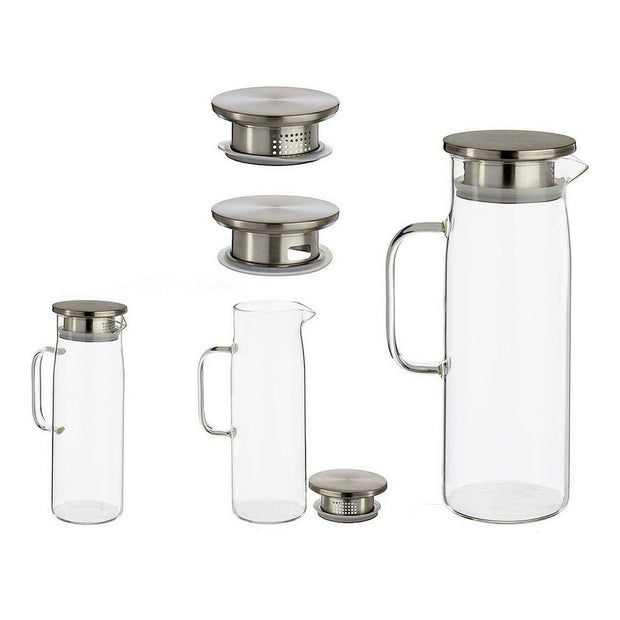 Kanne mit Deckel 1,2 L Durchsichtig Borosilikatglas (9,2 x 25,5 x 14 cm)