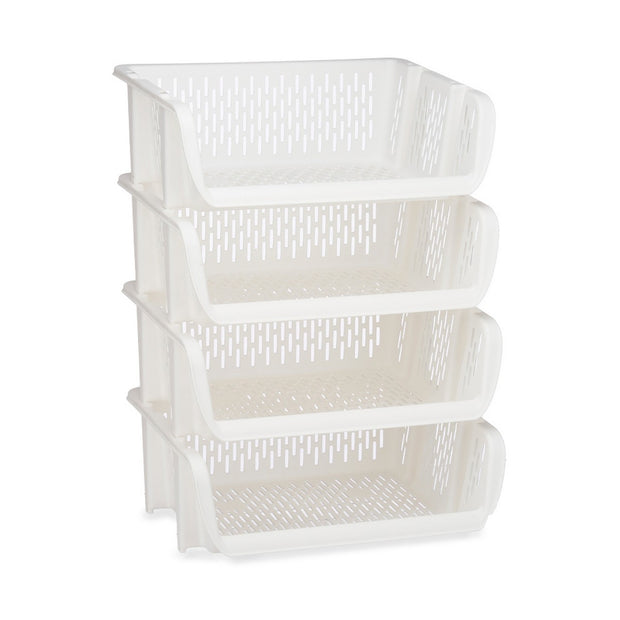 Eimer Stapelbar 4 Stück Weiß PP (38,5 x 40 x 52 cm)