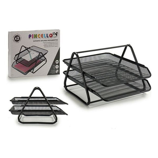 Holder Stackable Tray Metal Black (2 pcs) (34 x 20 x 29 cm)