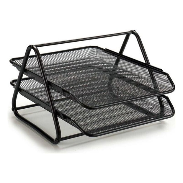 Holder Stackable Tray Metal Black (2 pcs) (34 x 20 x 29 cm)