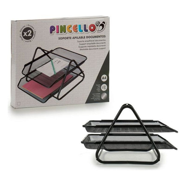 Holder Stackable Tray Metal Black (2 pcs) (34 x 20 x 29 cm)