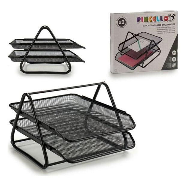 Holder Stackable Tray Metal Black (2 pcs) (34 x 20 x 29 cm)